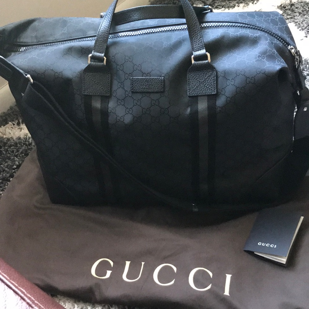 Gucci GG Guccissima Nylon Duffle Travel Bag Canvas